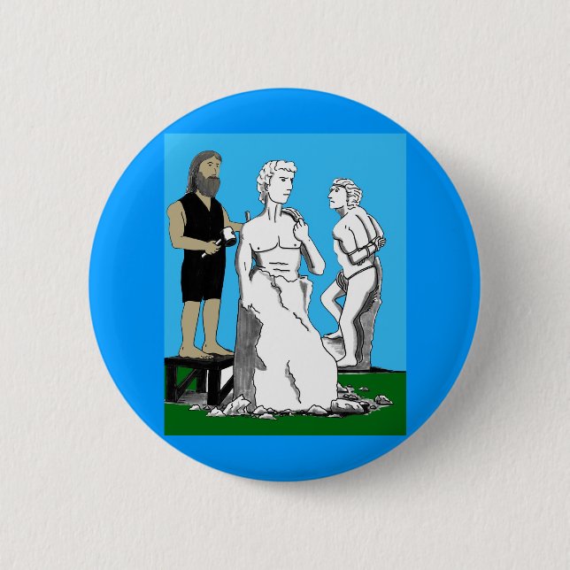 Bóton Redondo 5.08cm Michelangelo que cinzela David (Frente)