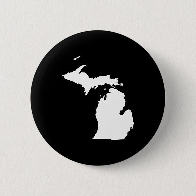 Bóton Redondo 5.08cm Michigan em Branco e Negro (Frente)