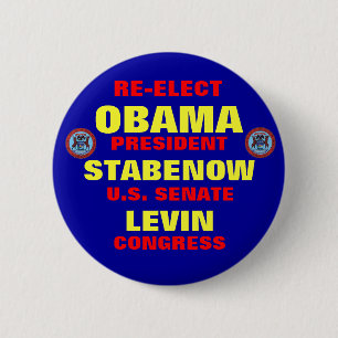 Bóton Redondo 5.08cm Michigan para Obama Stabenow Levin