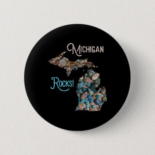 Bóton Redondo 5.08cm Michigan Rocks Petoskey Stone caçando Tee Excelent