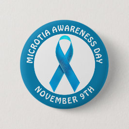 Bóton Redondo 5.08cm Microtia Blue Awareness Day Ribbon