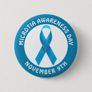 Bóton Redondo 5.08cm Microtia Blue Awareness Day Ribbon