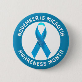 Bóton Redondo 5.08cm Microtia Blue Awareness Month Ribbon
