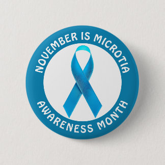 Bóton Redondo 5.08cm Microtia Blue Awareness Month Ribbon