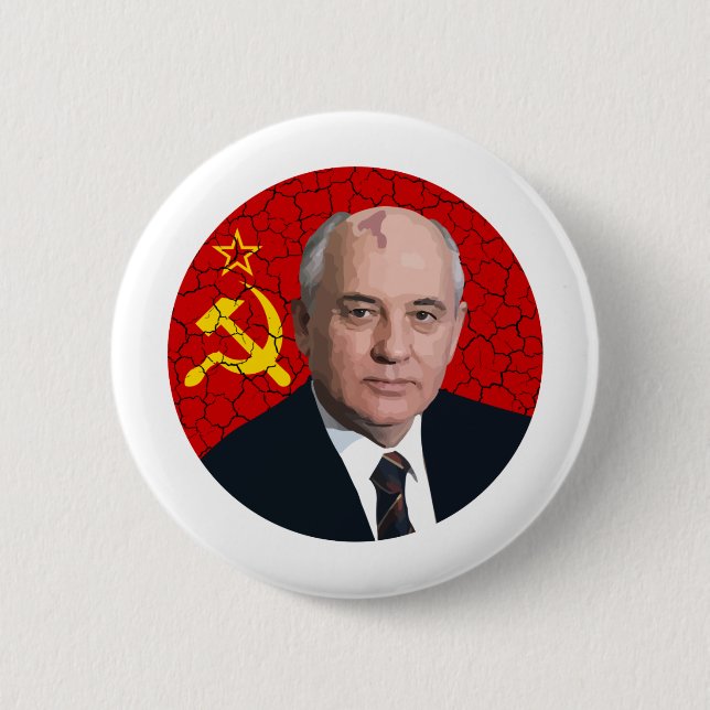 Bóton Redondo 5.08cm Mikhail Gorbachev Button (Frente)