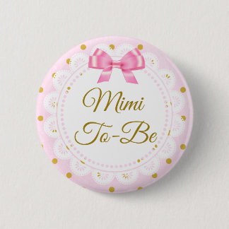 Bóton Redondo 5.08cm Mimi Para Ser Chá de fraldas Rosa E Botão Dourado