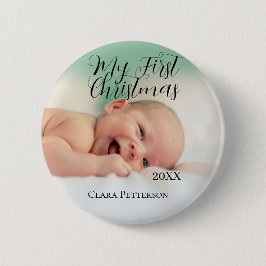 Bóton Redondo 5.08cm Minha primeira foto de bebê de Natal adiciona nome