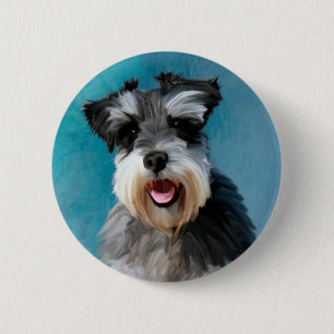 Bóton Redondo 5.08cm Miniatura Schnauzer — Pintura De Cor De Água