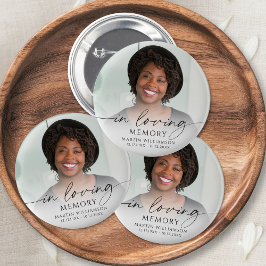 Bóton Redondo 5.08cm Minimal Funeral Photo In Loving Memory Memorial