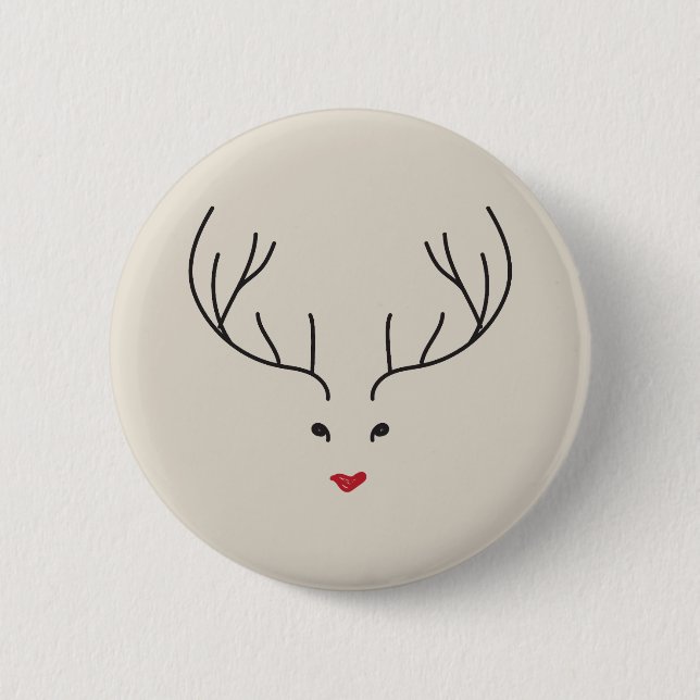 Bóton Redondo 5.08cm minimalist reindeer face (Frente)