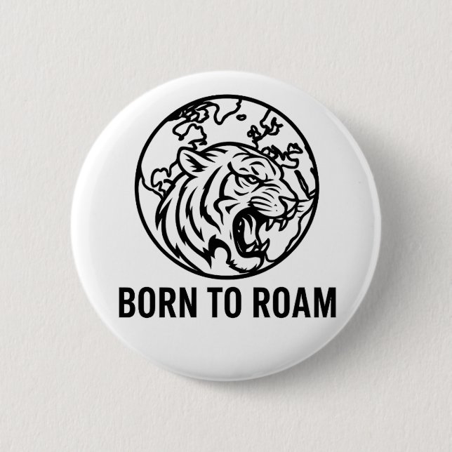 Bóton Redondo 5.08cm Minimalist Tiger Outline Hoodie (Frente)