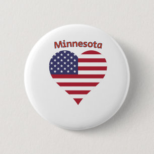 Bóton Redondo 5.08cm Minnesota American Flag Heart