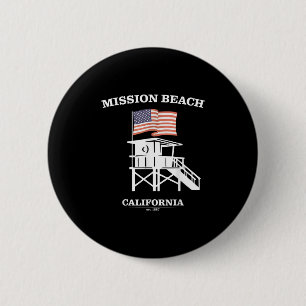 Bóton Redondo 5.08cm Mission Beach Shirt Retro San Diego California Bea