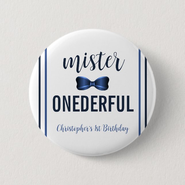 Bóton Redondo 5.08cm Mister OnewonArco Tie primeiro aniversario (Frente)