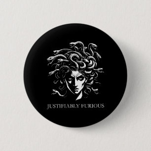 Bóton Redondo 5.08cm Mitologia Grega Medusa, Razoavelmente Furiosa, Fem