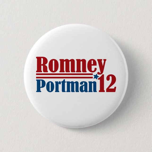 Bóton Redondo 5.08cm Mitt Romney Rob Portman 2012 (Frente)