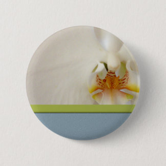 Bóton Redondo 5.08cm Modelo branco da orquídea com acento azul e verde