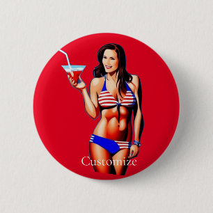 Bóton Redondo 5.08cm Modelo de Malhação Bikini Patriótico Thunder_Cove