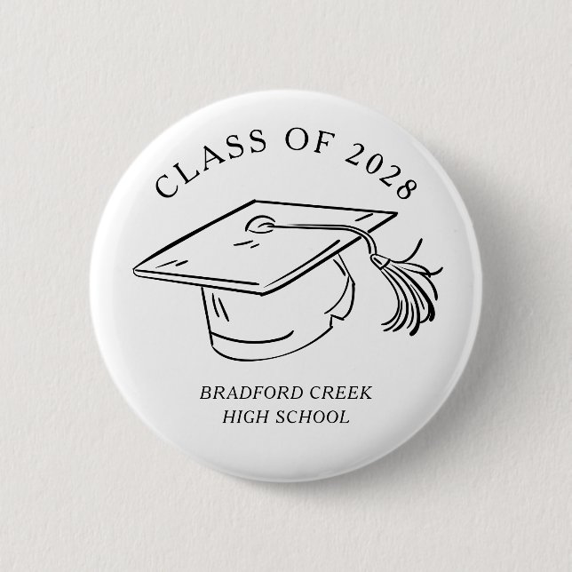 Bóton Redondo 5.08cm Modern Graduate Cap Doodle Class of Graduation (Frente)