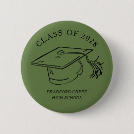 Bóton Redondo 5.08cm Modern Graduate Cap Doodle Class of Graduation