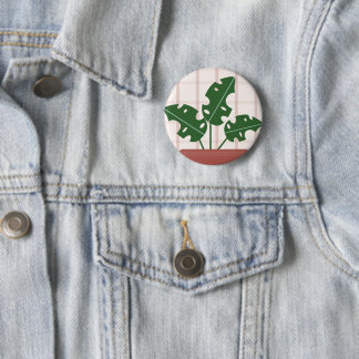 Bóton Redondo 5.08cm Modern Green Monstera Leaf Plant Birthday Card