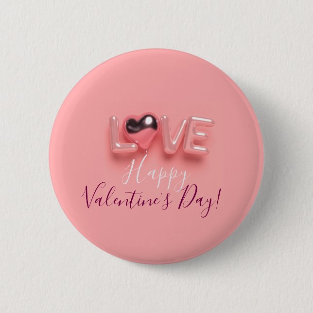 BÓTON REDONDO 5.08CM  MODERN  HEART PINK VALENTINES DAY   (Frente)