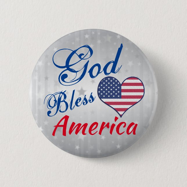 Bóton Redondo 5.08cm Modern Patriotic Heart God Bless America USA (Frente)