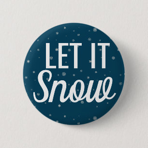 Bóton Redondo 5.08cm Moderno deixa-o nevar azul com flocos de neve