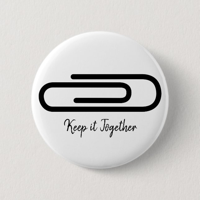 Bóton Redondo 5.08cm Moderno Mantenha-o Junto com Paperclip Preto (Frente)