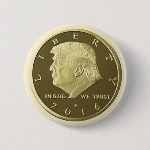 Bóton Redondo 5.08cm Moeda Dourado dobro de Donald Trump Eagle