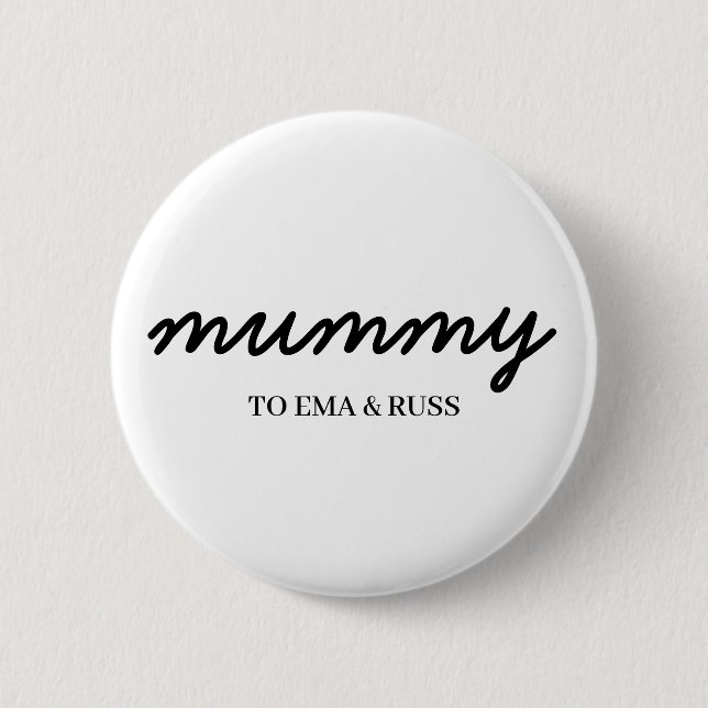 Bóton Redondo 5.08cm Mommy | Modern Custom Kids Names Loving Mom Design (Frente)