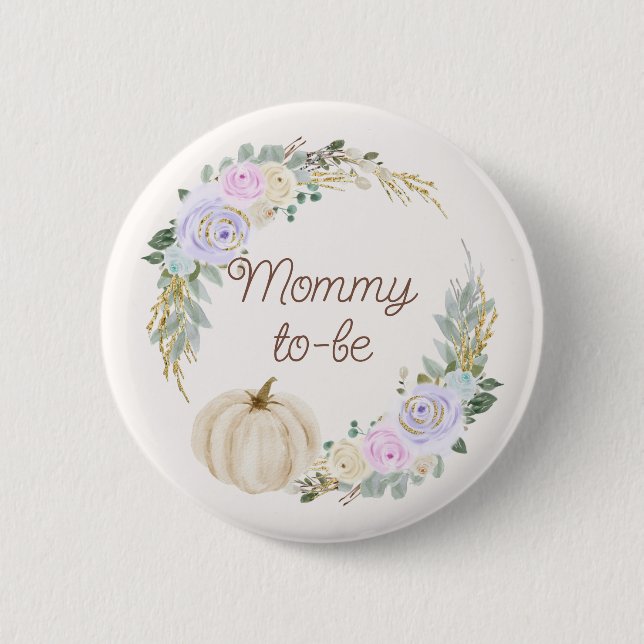 Bóton Redondo 5.08cm Mommy-to-be Fall Pumpkin Baby Shower (Frente)