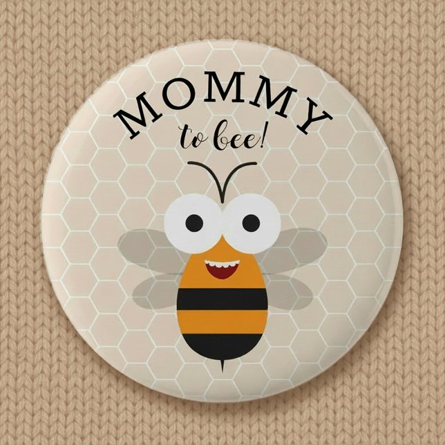 Bóton Redondo 5.08cm Mommy to Bee, Baby Shower Honey Bee Button (Criador carregado)