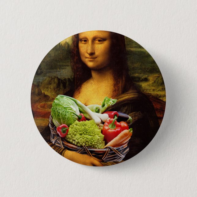 Bóton Redondo 5.08cm Mona Lisa ama legumes (Frente)
