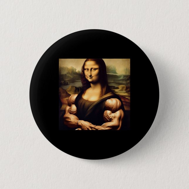 Bóton Redondo 5.08cm Mona Lisa Bodybuilding Funny Gift (Frente)