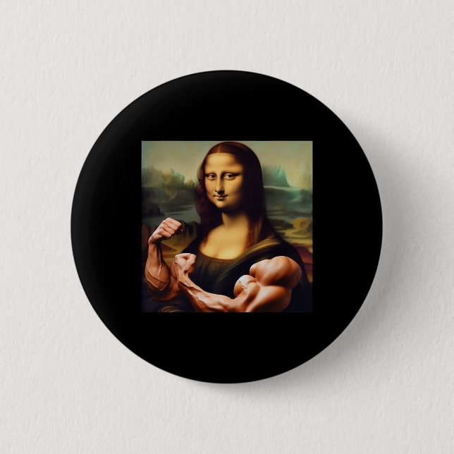 Bóton Redondo 5.08cm Mona Lisa Bodybuilding Funny Gift 3 (Frente)