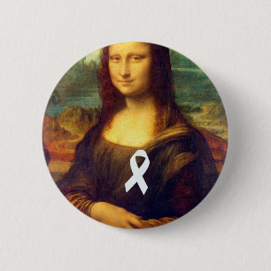Bóton Redondo 5.08cm Mona Lisa Com Fita Branca
