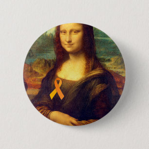 Bóton Redondo 5.08cm Mona Lisa Com Fita Laranja