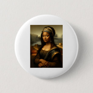 Bóton Redondo 5.08cm Mona Lisa Preta História Negra Americana Mon