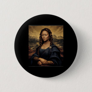 Bóton Redondo 5.08cm Mona Lisa Preta História Negra Rainha Africana