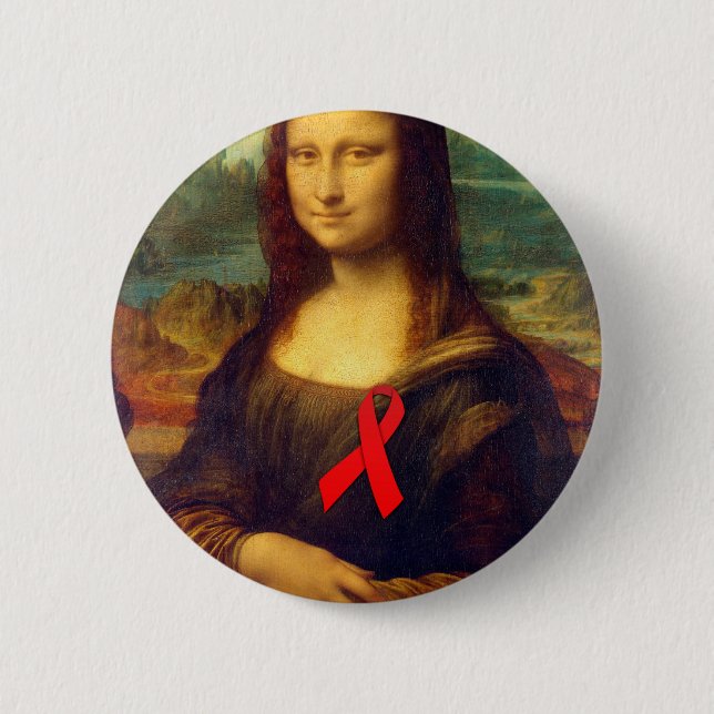 Bóton Redondo 5.08cm Mona Lisa Red Ribbon (Frente)