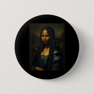 Bóton Redondo 5.08cm Mona Negra Lisa História Negra Mês Mulher Africana
