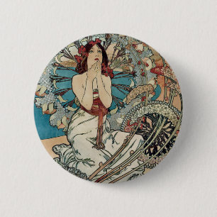 Bóton Redondo 5.08cm ~ Monaco Monte de Alphonse Mucha - arte Nouveau de