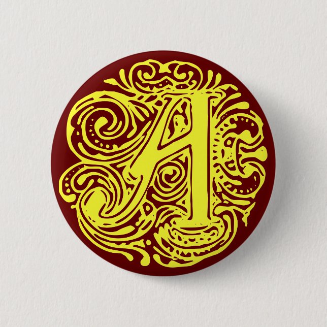 Bóton Redondo 5.08cm Monarquia Amarelo "A" (Frente)