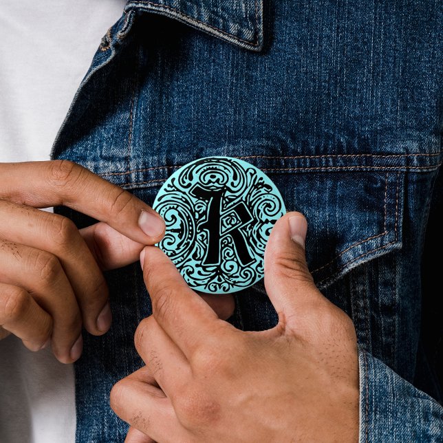 Bóton Redondo 5.08cm Monarquia "K" (Pinback button badge Monarchia letter K fancy font button)