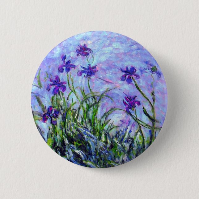 Bóton Redondo 5.08cm Monet Lilac Irises (Frente)