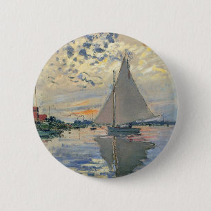 Bóton Redondo 5.08cm Monet Sailboat French Impressionism Classic Art