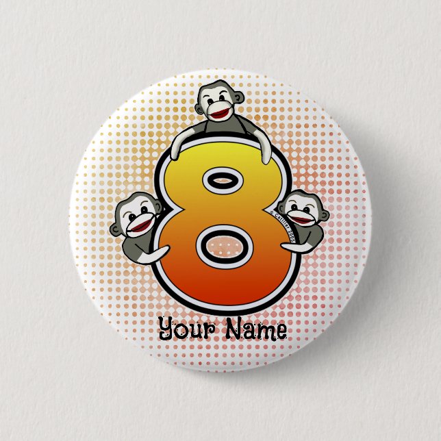 Bóton Redondo 5.08cm Monkey Número 8 (Frente)