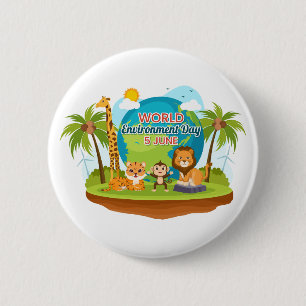 Bóton Redondo 5.08cm Monkey Selle Animal do Dia Mundial do Ambiente
