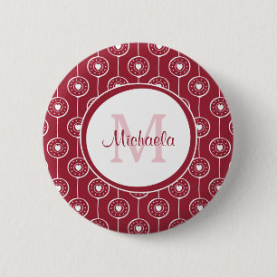 Bóton Redondo 5.08cm Monograma Coração Vermelho